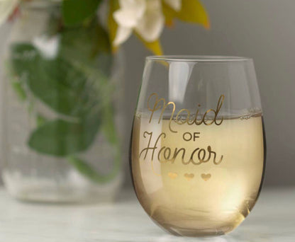 Maid of Honor Stemless Wine Glass